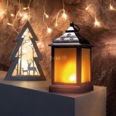 Декоративный домашний фонарь 11х11х22,5 см, черный корпус, теплый белый цвет свечения с эффектом пламени свечи NEON-NIGHT 